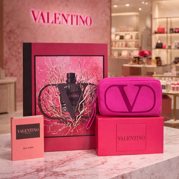 Source Unknown Handbags - Valentino Bundle | custom beauty journal + Iconic GWP zipper pouch + perfume